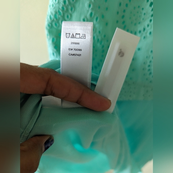 Ann Taylor LOFT eyelet mint green mini dress drop waist pleated hem size 4 - Picture 9 of 13